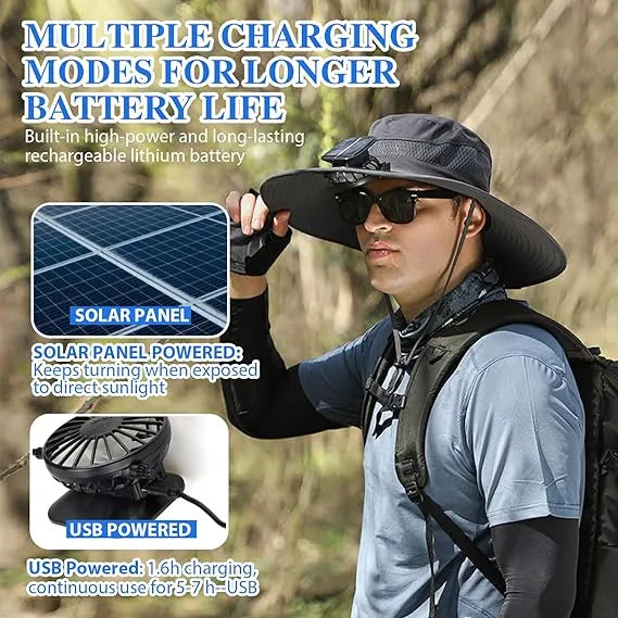š„ Solar Powered Fan Cooling Hat ā For Outdoor Work and Fishing