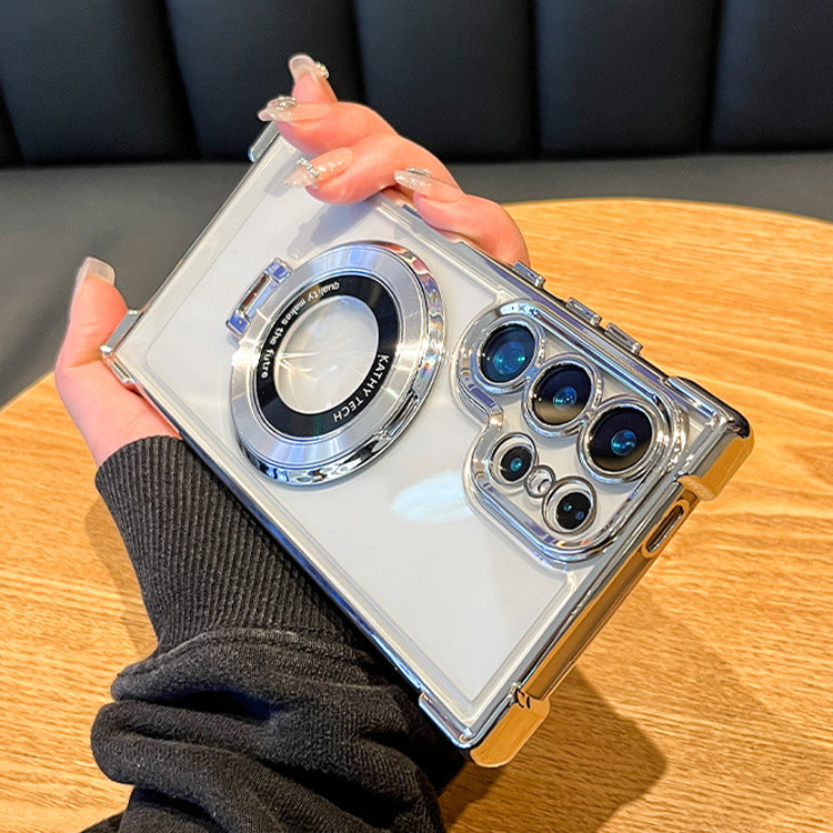 Samsung electroplated four-corner airbag magnetic phone case is suitable for S23 S24 S25 series