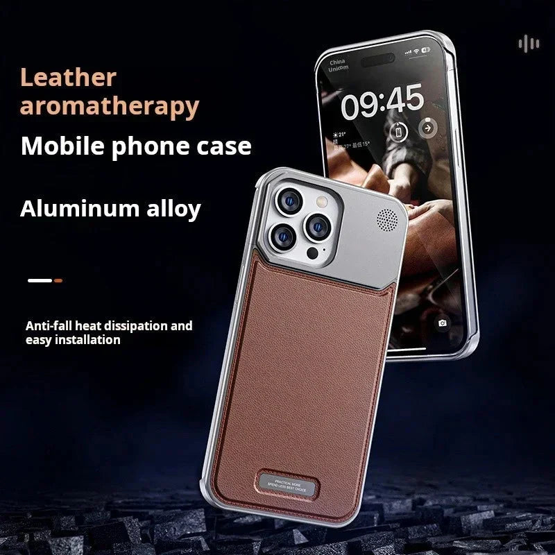 Elegant Metal Leather Aromatherapy Phone Case