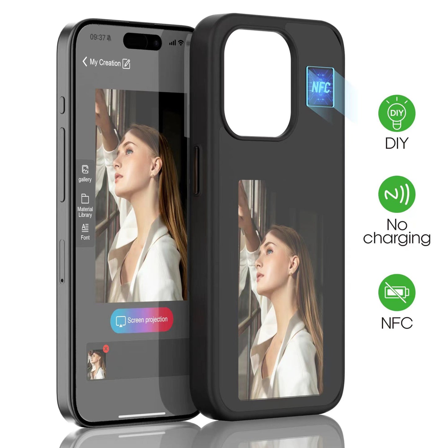 Ink Screen DIY Display NFC Cellphone Cases-X11