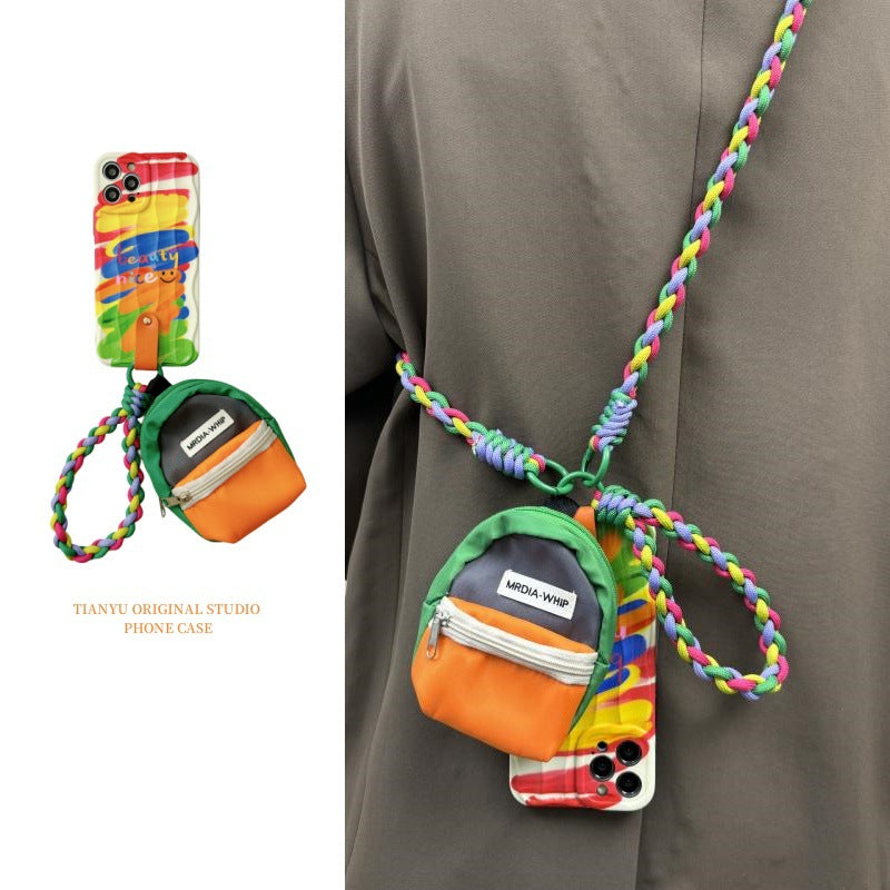 Colorful landscape school bag pendant mobile phone case